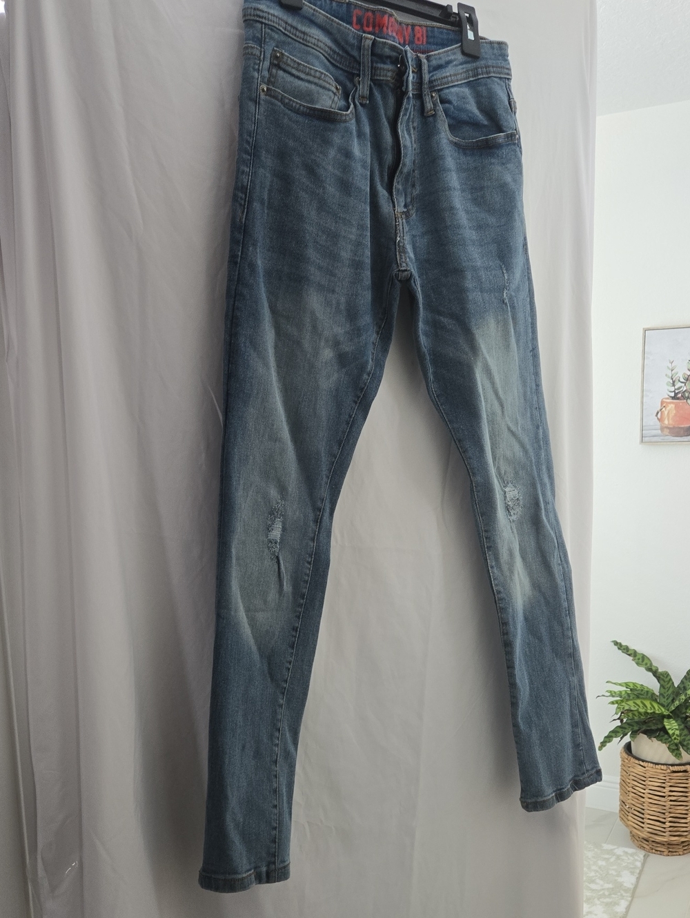 Company Eighty One Men's Blue Distressed Skinny Jeans